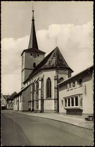 Ansichtskarte Schlüsselfeld Straßen Partie an der Pfarrkirche 1950