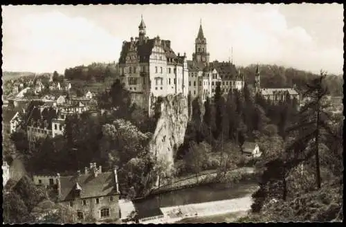 Ansichtskarte Sigmaringen Blick auf Stadt und Schloss 1962