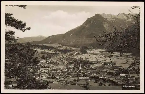 Ansichtskarte Mittenwald Fernblick auf die Stadt 1940