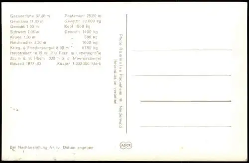 Ansichtskarte Rüdesheim (Rhein) Niederwalddenkmal - Relief 1964