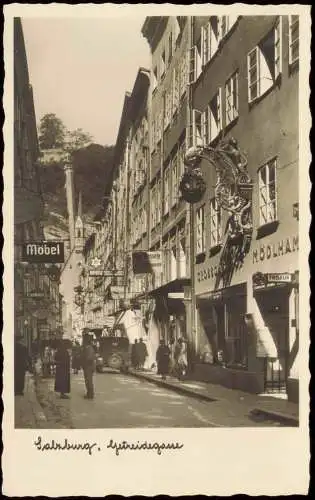 Ansichtskarte Salzburg Getreidegasse, Geschäfte 1940