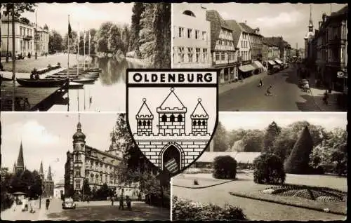 Ansichtskarte Oldenburg Straßen, Park, Bootsanleger 1964