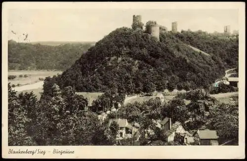 Ansichtskarte Blankenberg Hennef Sieg  1953 Landpoststempel 10 Pfg Posthorn