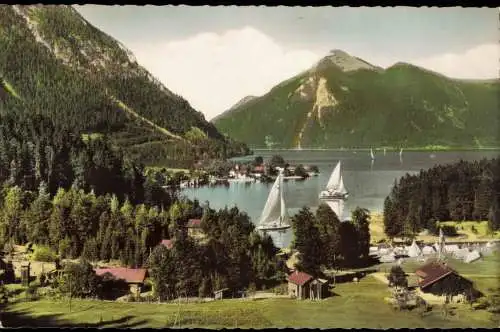 Ansichtskarte Kochel am See Walchensee, Zeltplatz - Segelboote 1962