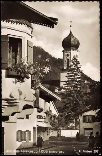 Ansichtskarte Oberammergau Straßenpartie an der Kirche 1962