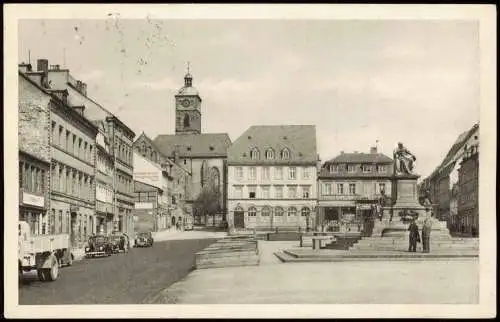 Ansichtskarte Schweinfurt Marktplatz mit Rückert-Denkmal 1955
