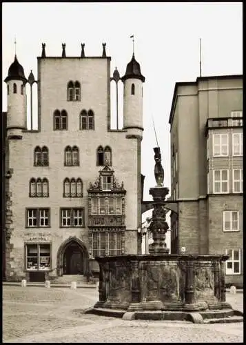 Ansichtskarte Hildesheim Tempelhaus mit Rolandsbrunnen 1960
