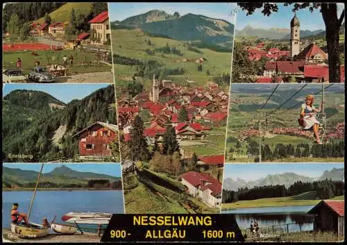 Nesselwang Mehrbildkarte mit diversen Ortsansichten, Ort im Allgäu 1968
