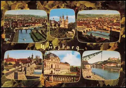 Ansichtskarte Würzburg Mehrbildkarte mit div. Ortsansichten 1964