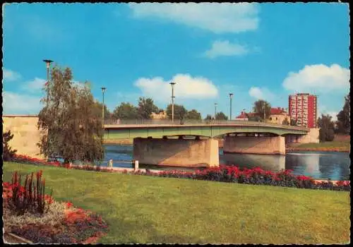 Ansichtskarte Ingolstadt Partie an der Donau-Brücke 1965