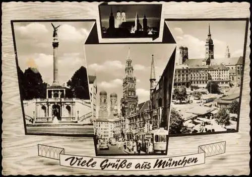 Ansichtskarte München Mehrbild-AK u.a. mit Rathaus und Viktualienmarkt 1968