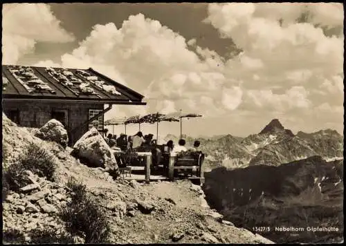 Oberstdorf (Allgäu) Umland-Ansicht mit Gipfelhütte und Nebelhorn 1962