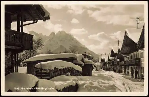 Ansichtskarte Garmisch-Partenkirchen Frühlingstrasse im Schnee Winter AK 1951