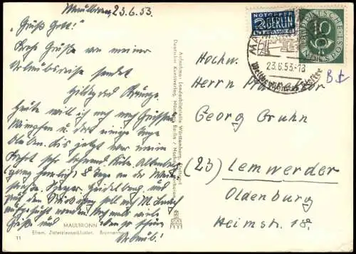 Ansichtskarte Maulbronn Ehem. Zisterzienserkloster Brunnenhaus 1953