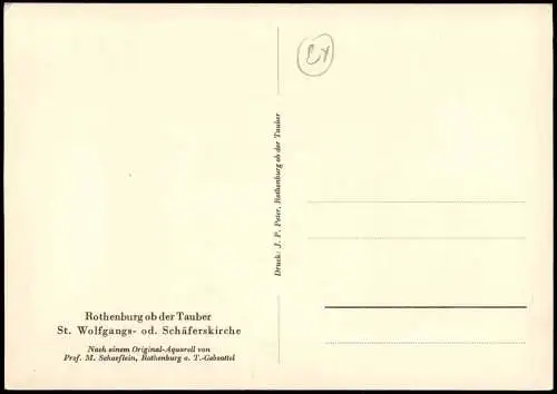 Rothenburg  Tauber St. Wolfgangs- od. Schäferskirche Prof. M. Schaeflein 1960