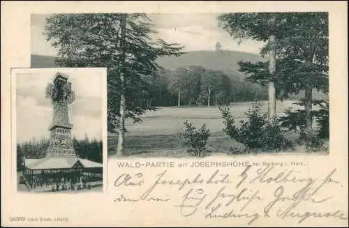 Ansichtskarte Stolberg (Harz) 2 Bild Josephshöhe mit Josephskreuz 1904/1907