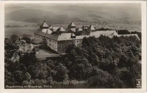 Ansichtskarte Augustusburg Erzgebirge Luftbild der Augustusburg 1936