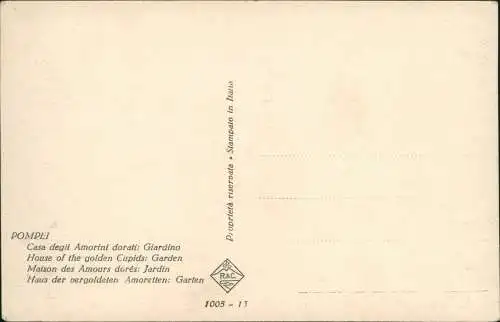 Cartoline Pompei Haus der vergoldeten Amoretten: Garten 1939