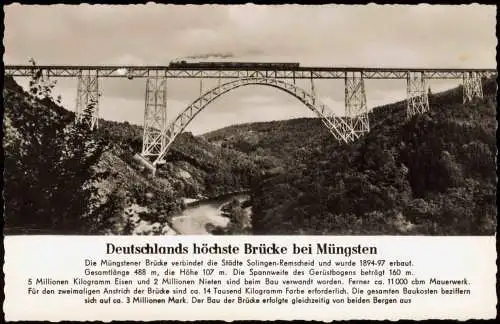 Ansichtskarte Remscheid Müngstener Brücke Chronikkarte 1964