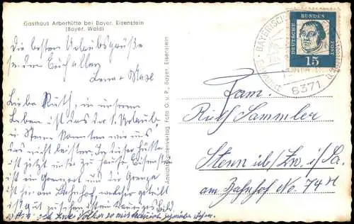 Ansichtskarte Bayerisch Eisenstein Gasthaus Arberhütte 1964