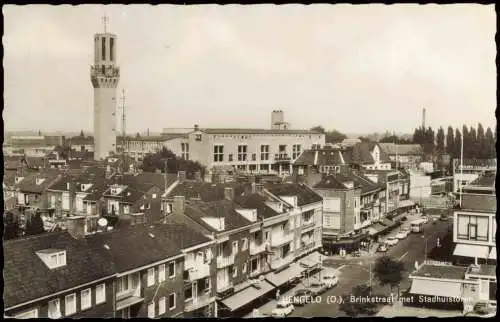 Postkaart Hengelo Brinkstraat met Stadhuistore 1965