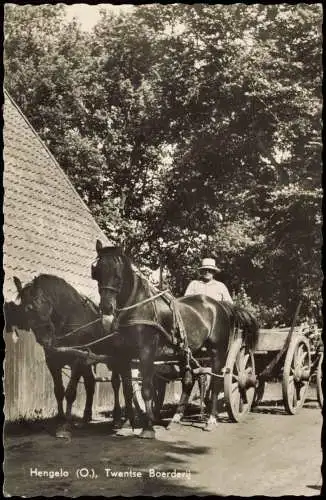 Postkaart Hengelo Twentse Boerderij - Pferdefuhrwerk 1966