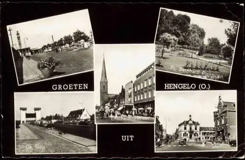 Postkaart Hengelo Enschedesestraat De Sluis Stadhuis Mehrbild 1965