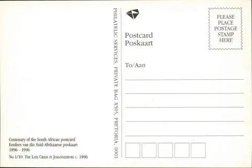 Postcard Johannesburg The late Crisis 1922/1996