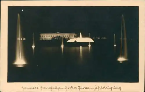 Ansichtskarte Herrenhausen-Hannover Großer Garten Fontaine bei Nacht 1930
