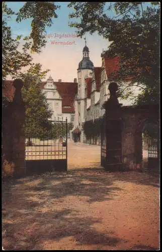 Ansichtskarte Wermsdorf Jagdschloss, Eingang 1914