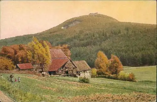 Ansichtskarte  Stimmungsbild: Ort Haus vor dem Wald 1914