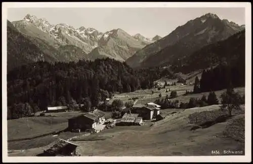 Schwand-Oberstdorf (Allgäu) Blick auf den Ort mit Bergpanorama 1936