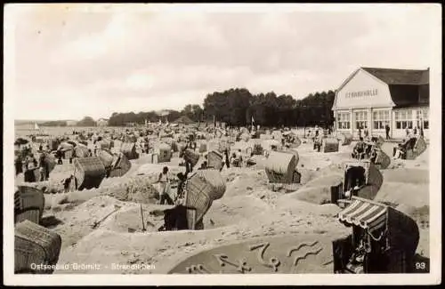 Ansichtskarte Grömitz (Holstein) Strand Strandleben Strandkörbe Ostsee 1955