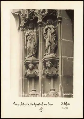 Ansichtskarte Graz Westportal am Dom 1960