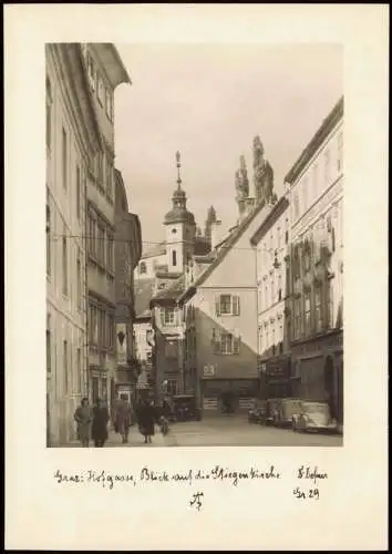 Ansichtskarte Graz Hofgasse, Blick auf die Stiegen Kirche 1955