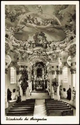 Ansichtskarte Steingaden Innenansicht Wahlfahrtskirche Wies (Wieskirche) 1960