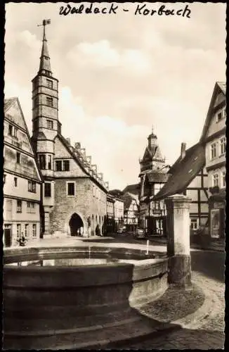 Korbach Korbach Waldeck Stechbahn mit Rathaus und St. Kilianskirche 1960