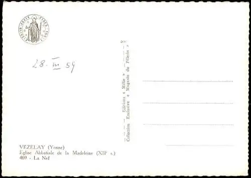 Vézelay Eglise Abbatiale de la Madeleine (XIIe s.) 469 La Nef 1959