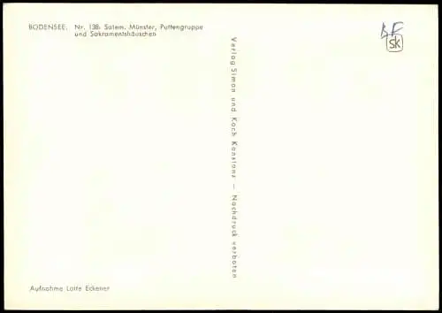 Ansichtskarte Salem Münster, Puttengruppe und Sakramentshäuschen 1960