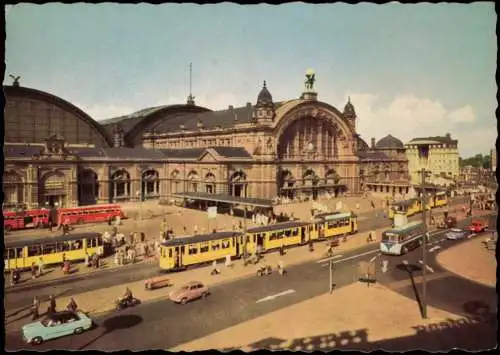 Ansichtskarte Frankfurt am Main Bahnhof - Straßenbahn 1957