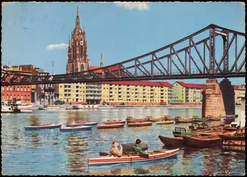 Ansichtskarte Sachsenhausen-Frankfurt am Main Eiserner Steg, Ruderboote 1959