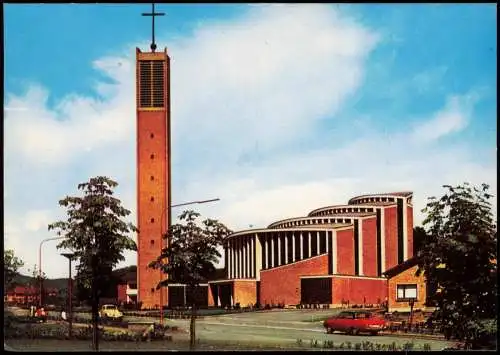 Sennestadt Strassen Partie a.d. Kirche, Autos u.a. VW Käfer 1964
