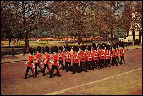 London   Marching Guards, Wellington Barracks, St. James Park 1957