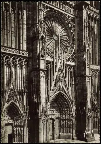Straßburg Strasbourg La cathédrale Portail central et la rose 1972
