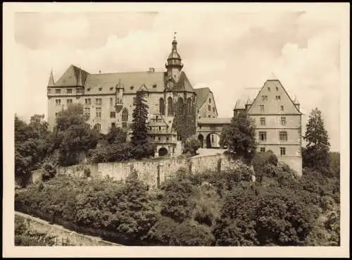 Ansichtskarte Marburg an der Lahn Gesamtansicht Schloss (Castle) 1955