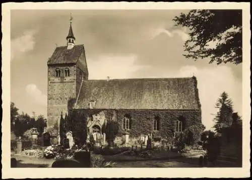 Ansichtskarte Bad Zwischenahn Kirche (Gebäude-Außenansicht, Friedhof) 1955