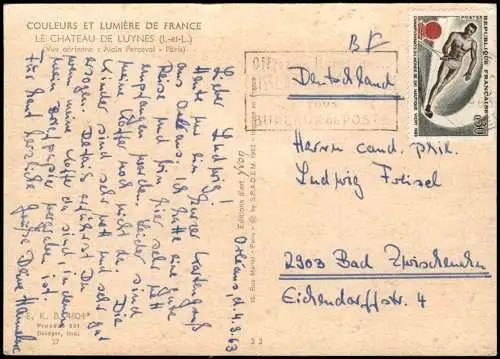 .Frankreich LE CHATEAU DE LUYNES (Luftaufnahme Schloss, Castle) 1963