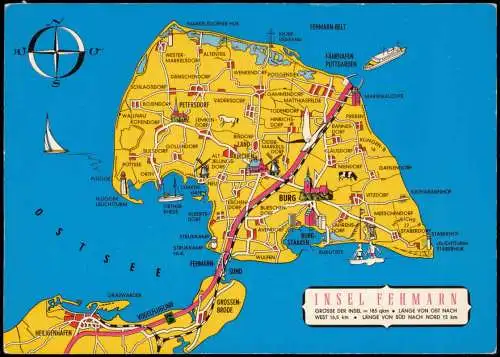 Fehmarn (Insel) Stadtplan Landkarten Ansichtskarte Insel Fehmarn 1979