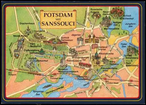 Ansichtskarte Potsdam Stadtplan Ak Sanssouci 1999