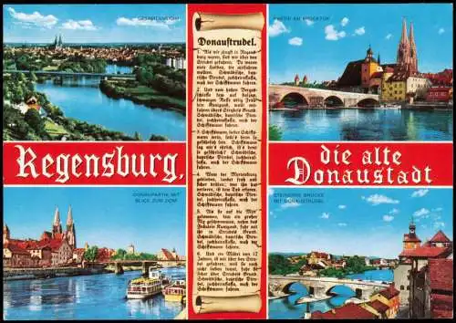 Ansichtskarte Regensburg 4 Bild Panorama - Chronikkarte 1981